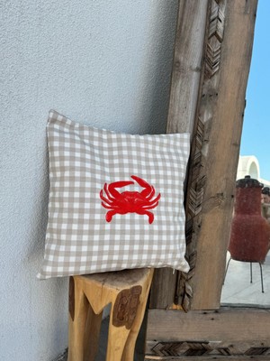 Re Marine Yengeç Nakışlı  Kırlent Kılıfı  Pötikare