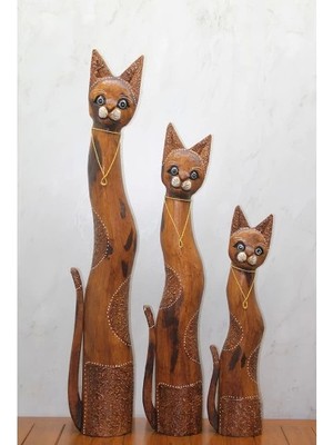 Ahşap 3'lü Kedi Seti 1 Metre Model 1