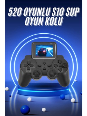 S'82 2. 4 Inç Ekran 520 Oyunlu Retro Temalı Kablosuz Oyun Kolu El Atarisi
