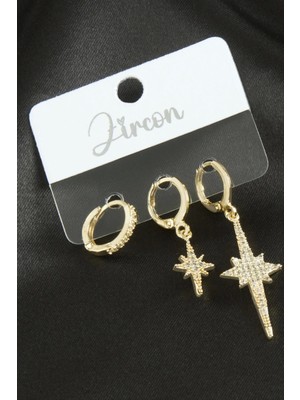 3 Adet Şimşek Zirkon Taşlı Küpe