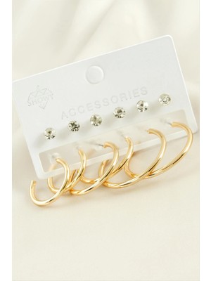 12 Adet Taşlı Halka Küpe