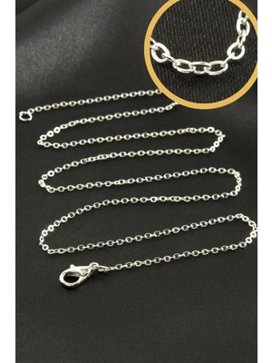 Gümüş Renkli Düz Kolye Zinciri 45 cm