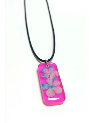 Kartopu Çiçeği Dikdörtgen Epoksi Kolye