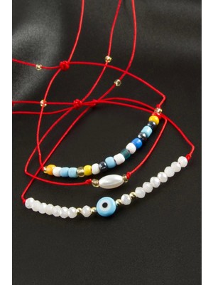 3 Adet Nazar Kristal Kum Boncuk Bileklik