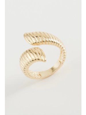 Oval Çizgili Metal Yüzük