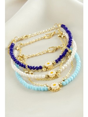 Papatya Zincir Kristal Bileklik