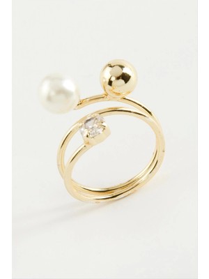 Yuvarlak Inci Metal Yüzük