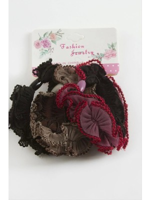 Şifon Kumaşlı Lastikli Toka 3 Adet