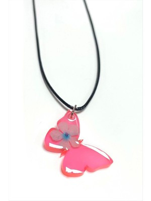 Kartopu Çiçeği Kelebek Epoksi Kolye