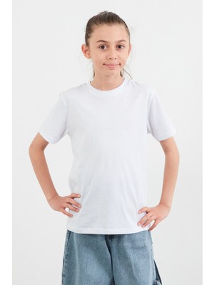%100 Pamuk Basic Unisex Çocuk Tşört