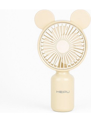 Hepu HP-F04 USB Şarjlı El Tipi Mini Fan – Ayıcık Kulak Figürlü, 3 Kademeli Rüzgar Seçeneği