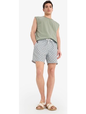 DeFacto Desenli File Astarlı Kısa Boy Deniz Şortu E0996AX25HS