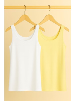 2 Adet A Kesim Rahat Kalıp Basic Kalın Askılı Atlet Tişört