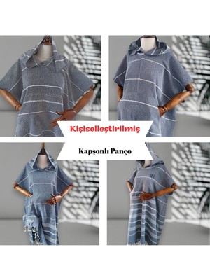 Kişiye Özel Baskılı Kapüşonlu Plaj Pançosu | Isim Yazılı Pamuklu Havlu Poncho |unisex Peştamal Kumaş