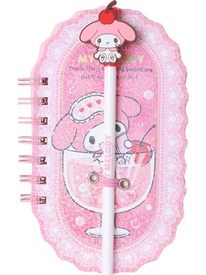 Sanrio Lisanslı Renkli Yaz Serisi Pipetli Kalem Figürlü Telli Defter - My Melody
