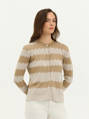 Karaca Kadın Regular Fıt Triko Hırka-Bej Melanj