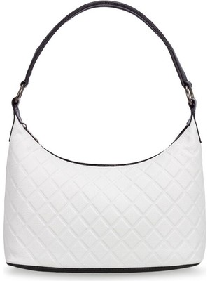 Bilik Deri Kapitone Siyah-Beyaz Kadın Omuz Çantası Blm 8107