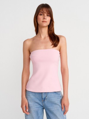 Dilvin Kadın Straplez Top %80 Pamuk Toz Pembe Renk Şık Tasarım 36/Standart Kalıp