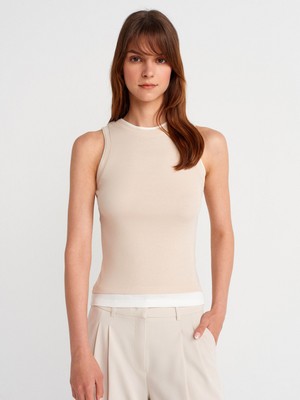 21086 Çift Görünümlü Kolsuz Top-Taş