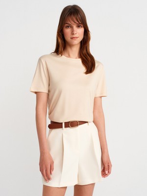 31791 Bisiklet Yaka T-Shirt-Taş