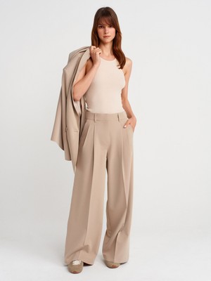 71606 Ekstra Geniş Paça Ayarlanabilir Pantolon-Açık Bej
