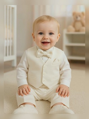 Calide Baby&Kids Erkek Bebek Mevlüt Takımı - Papyon & Kravatlı - Özel Gün Kıyafeti - 7'li Set