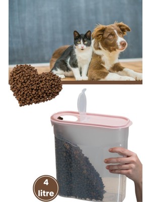 Kedi Köpek Mama Saklama Kabı, Evcil Hayvan Kuru Mama Erzak Kutusu Şeffaf 4000ML
