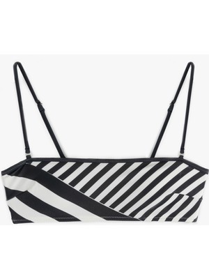 Koton Çizgili Straplez Bikini Üstü