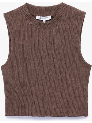 Koton Bisiklet Yaka Kolsuz Basic Crop Bluz