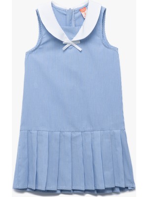 Koton Pamuklu Kolsuz Bebe Yaka A Kesim Çizgili Elbise