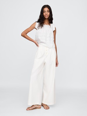 Gap Kadın Beyaz Gap × Dôen High Rise Pileli Pantolon