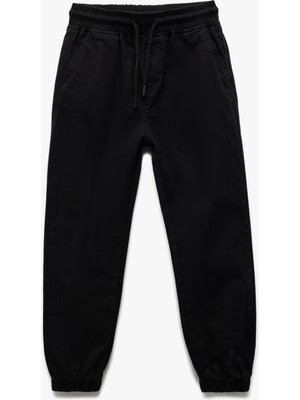 Koton Beli Bağcıklı Cep Detaylı Pamuklu Gabardin Jogger Pantolon