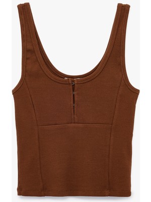 Koton Pamuklu Slim Fit Önden Kapama Detaylı U Yaka Atlet