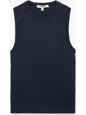 Koton Regular Fit Bisiklet Yaka Kolsuz Triko Bluz