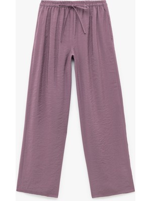 Koton Modal Kumaş Normal Bel Cepli Düz Bol Paça Pantolon