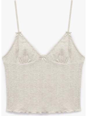 Koton Rahat Kalıp Askılı Crop Pijama Üstü