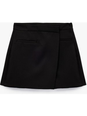 Koton Cep Detaylı Kruvaze Mini Şort Etek