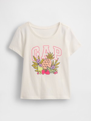 Gap Kız Bebek Kırık Beyaz Gap Logo Grafikli T-Shirt
