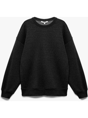 Koton Şardonlu Uzun Kollu Bisiklet Yaka Oversize Sweatshirt