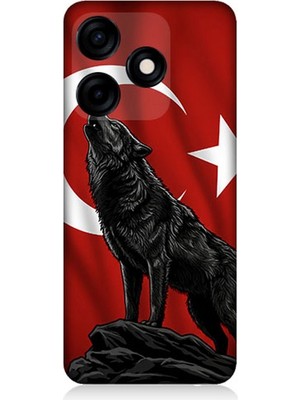 Tecno Spark 10C Uyumlu Ay Yıldızlı Uluyan Kurt  Desenli Silikon Kılıf