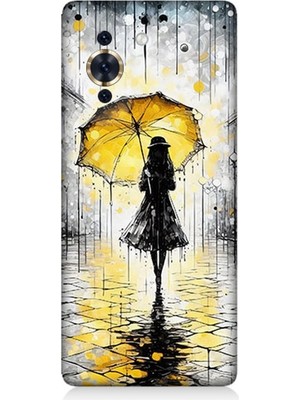 Huaweı Nova 10 Se Uyumlu Yağmurda Sarı Şemsiye Altında  Desenli Silikon Kılıf