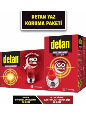 Detan Elektrolikit Yaz Paketi 60 Gece Sivrisinek ve Karasinek İçin Etkili Koruma Sağlayan Cihaz