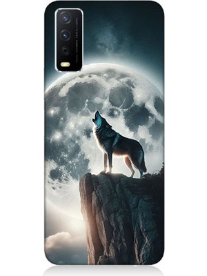 Vivo Y20S Uyumlu Dolunayda Uluyan Kurt  Desenli Silikon Kılıf