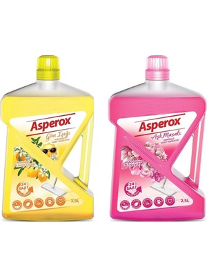 Asperox Gün Işığı Portakal&limon Çiçeği Kokulu Parfümlü Yüzey Temizleyici 2. 5 Litre +Aşk Masalı Manolya Frezya Kokulu Parfümlü Yüzey Temizleyici 2. 5 Litre- -2'li Set