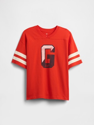 Gap Erkek Çocuk Kırmızı Relaxed Gap Logo T-Shirt