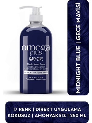 Omega Plus Bad Girl Gece Mavisi Geçici-Renkli Amonyaksız Saç Boyası 250 ml