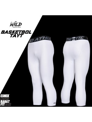 Basketbol Beyaz 3/4 Spor Tayt