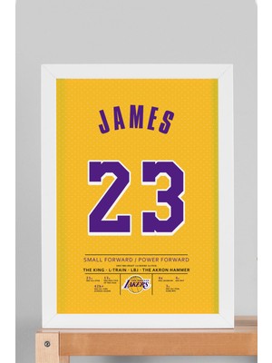 Lebron James Forma Çerçeveli Tablo - Nba Los Angeles Lakers Jersey
