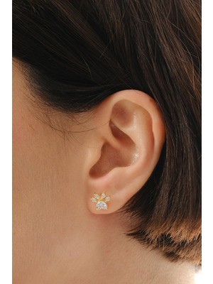 Pati Altın Kaplama Mini Gümüş Küpe 7385