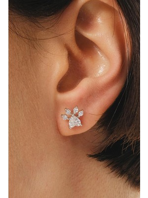 Pati Rodyumlu Mini Gümüş Küpe 7384